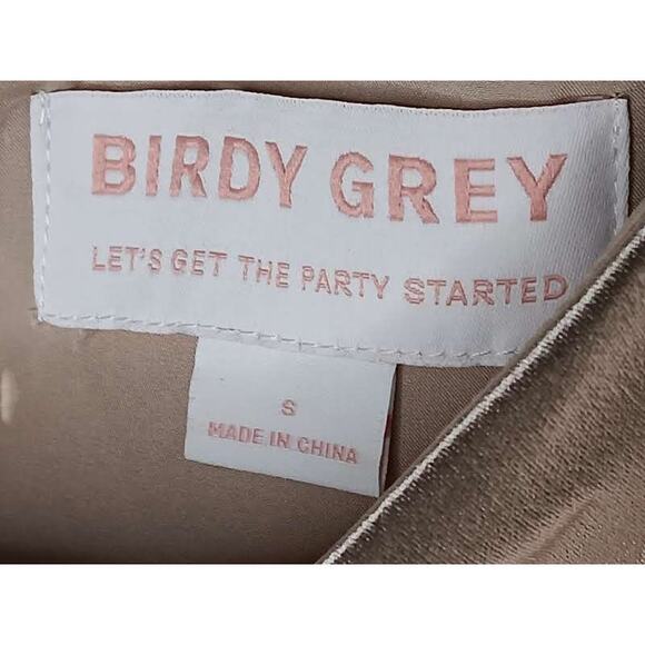 New with tags Birdy Grey Kira One Shoulder Satin Bridesmaid Dress Champagne S - Picture 11 of 12